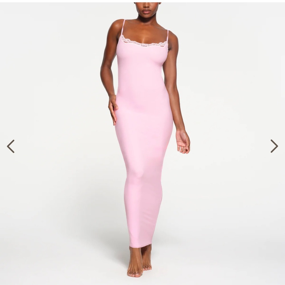 Skims cherry blossom fits everybody lace long slip dress